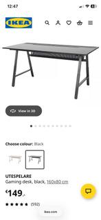 Ikea Utespelare Gaming Bureau 160x80 - Zwart, Huis en Inrichting, Bureaus, Ophalen, In hoogte verstelbaar, Zo goed als nieuw, Bureau