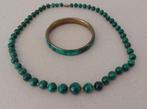 Oude ketting malachiet + armband, Ophalen of Verzenden, Zo goed als nieuw, Groen, Steen of Mineraal