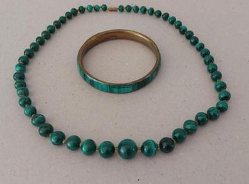 Oude ketting malachiet + armband beschikbaar voor biedingen