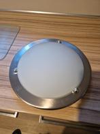 Plafondlamp met metalen rand, Huis en Inrichting, Lampen | Plafondlampen, Ophalen, Zo goed als nieuw, Glas, Modern