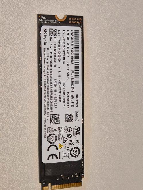 SK Hynix PC711 512GB Nvme SSD 2280, Computers en Software, Harde schijven, Gebruikt, Laptop, Intern, SSD, Overige aansluitingen