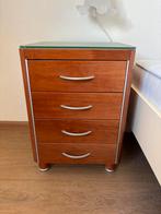 Massief Notenhout Nachtkastjes 2 stuks., 1 of 2 laden, Zo goed als nieuw, Minder dan 100 cm, 25 tot 50 cm