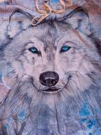 Sweater / hoody met wolvenkop wolf husky, maat 40, Verzenden, Zo goed als nieuw, Maat 38/40 (M), Blauw