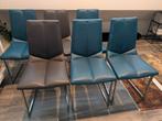6 Xooon Eetkamerstoelen - Antraciet & Petrol - Kunstleder, Huis en Inrichting, Stoelen, Ophalen, Gebruikt, Grijs, Vijf, Zes of meer stoelen