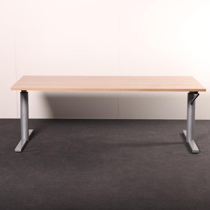 Slingerbureau zit/zit Gispen 180x80cm aluminium frame, Huis en Inrichting, Bureaus, Gebruikt, Bureau, In hoogte verstelbaar, Ophalen of Verzenden