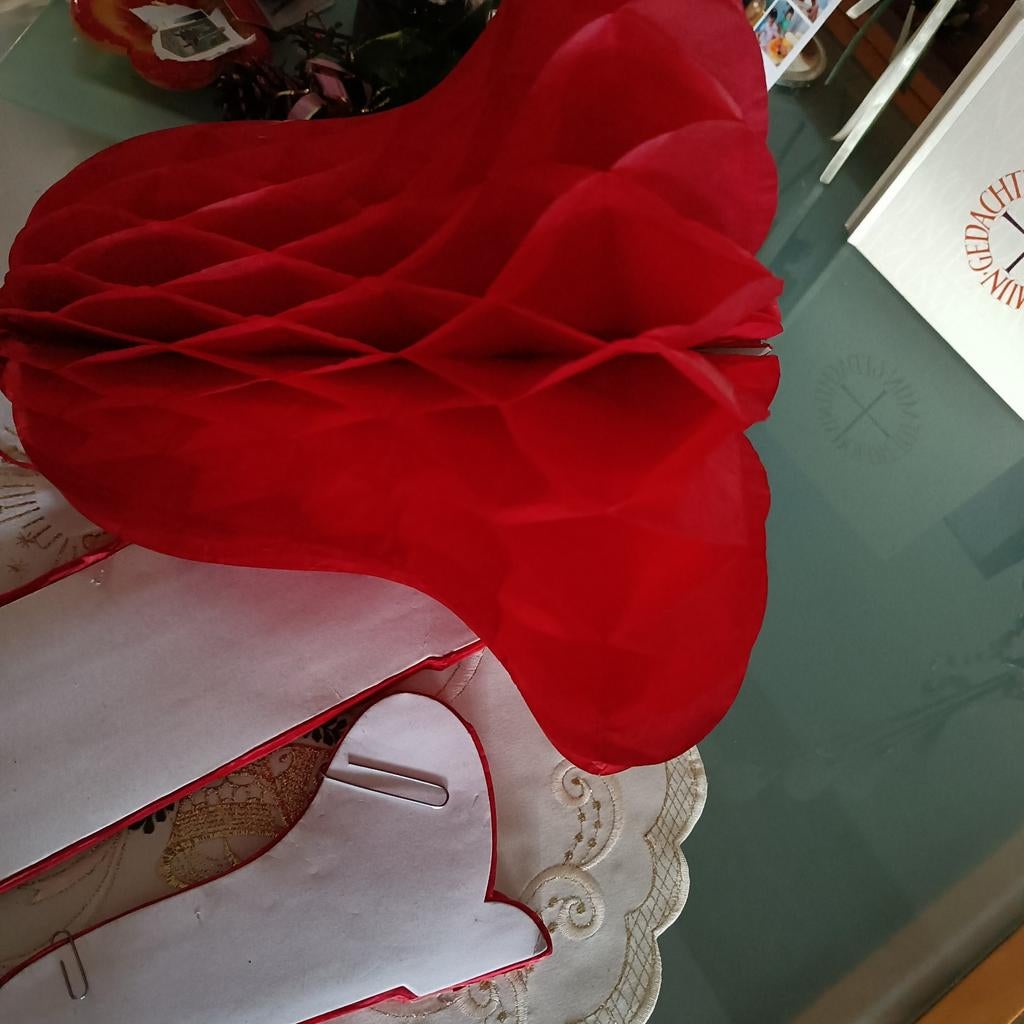 3 rode Kerstklokken, vintage papier, Ophalen of Verzenden, Zo goed als nieuw