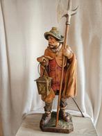Houten beeld, Man - Herder 60 cm (bovenkant hoed) met lamp, Antiek en Kunst, Kunst | Beelden en Houtsnijwerken, Verzenden