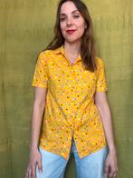 Vintage blouse - bloemenprint - geel/okergeel- 36/S/small, Geel, Ophalen of Verzenden, Vintage, Maat 36 (S)