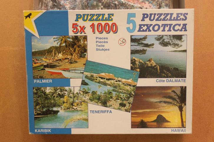 Puzzle EXOTICA ( 5 Puzzels ).van 1000 stukjes., Hobby en Vrije tijd, Denksport en Puzzels, Zo goed als nieuw, Legpuzzel, 500 t/m 1500 stukjes