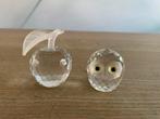 Schattig vintage kristallen setje appeltje en uiltje, Ophalen of Verzenden