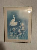 Schilderij met reigers en bloemen in lijst, Ophalen