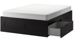 Ikea zwart Brimnesbed 1.40x2.00 geheel compleet., Huis en Inrichting, Slaapkamer | Bedden, Ophalen, Zwart, Tweepersoons, 140 cm