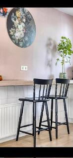 2 mat zwarte barkrukken, kruk, stoel., Huis en Inrichting, Barkrukken, Met voetsteun, 60 tot 90 cm, Ophalen of Verzenden, Hout