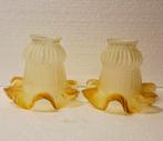 2 x Vintage Lampenkapje met Oranje Accent, Gebruikt, Vintage, Ophalen of Verzenden, Bruin