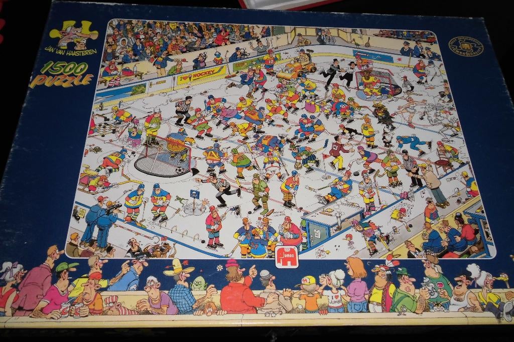 jan van haasteren puzzel ijshockey, Ophalen of Verzenden, 500 t/m 1500 stukjes, Zo goed als nieuw