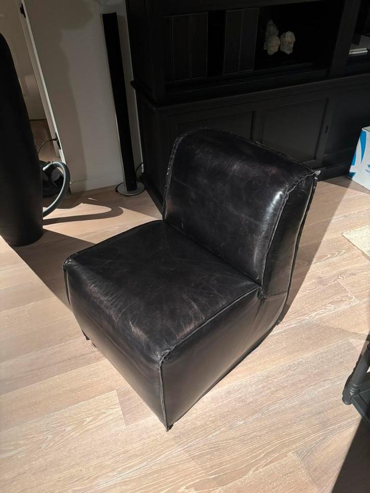 8 zwarte leren Eichholtz eetkamerstoelen met wieltjes, Huis en Inrichting, Stoelen, Zo goed als nieuw, Vijf, Zes of meer stoelen