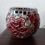 Glas mozaïek rood met spiegel sfeerlicht "kerst" kadotip, Huis en Inrichting, Woonaccessoires | Kandelaars en Kaarsen, Ophalen of Verzenden