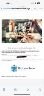 Voucher wijnproeverij Kasteelhoeve bij je thuis twv 105,-, Cadeaubon, Warenhuis- of Winkelbon