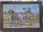 Tegel Tableau - Paard en Wagen in Lijst, Antiek en Kunst, Ophalen of Verzenden