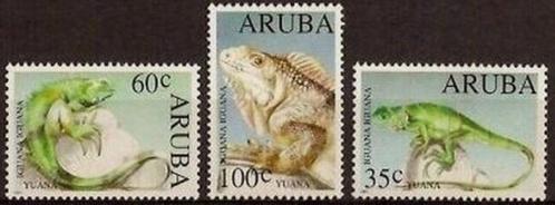 Aruba 1993 Bedreigde dieren Iguana Iguana groene leguaan pfr, Postzegels en Munten, Postzegels | Nederlandse Antillen en Aruba