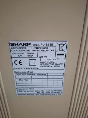 Sharp FU-S63E Luchtreiniger met Ionisator beschikbaar voor biedingen