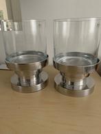 2 Windlichten aluminium en glas van het merk BOB, Huis en Inrichting, Ophalen, Overige kleuren, 25 tot 50 cm, Zo goed als nieuw