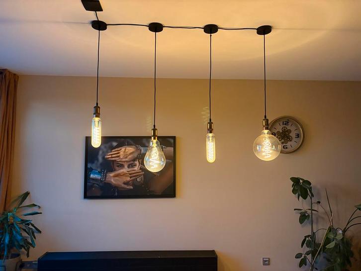 Eettafel Lamp Philips Vintage Flame + Extra Lampen, Huis en Inrichting, Lampen | Hanglampen, Gebruikt, 50 tot 75 cm, Glas, Overige materialen