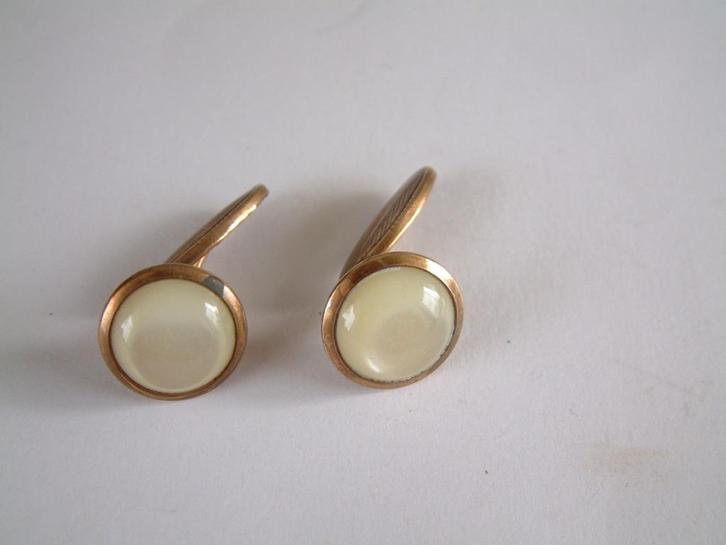 oude manchetknopen parelmoer of kunststof parelmoer nr.4, Sieraden, Tassen en Uiterlijk, Manchetknopen, Gebruikt, Overige materialen