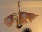 Messing Hanglamp met glazen kelken 2x, Ophalen of Verzenden, Zo goed als nieuw, Glas, Minder dan 50 cm