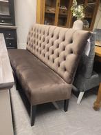 *ACTIE* Landelijke Eetkamerbank 150 + 3 Stoelen Liana Bruin, Ophalen of Verzenden, Nieuw, Stof, Eetkamerbank Eetkamerstoelen Liana Kleur Bruin Knoopjes