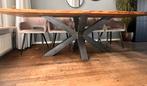 Houten Eetkamertafel met Metalen Onderstel, Huis en Inrichting, Tafels | Eettafels, Ophalen, 100 tot 150 cm, Eikenhout, 200 cm of meer