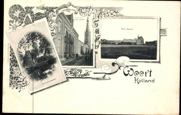 Weert (L.), Groet uit, Litho? met oa Straatgezicht ca. 1898, Verzamelen, Ansichtkaarten | Nederland, Ongelopen, Limburg, Voor 1920