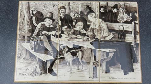 Tegeltableau 45x30 "Het Prieel" van Jan Steen., Antiek en Kunst, Antiek | Keramiek en Aardewerk, Ophalen of Verzenden