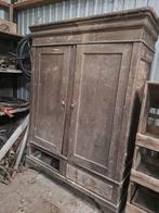 Antieke Eikenhouten Kast, Ophalen, Gebruikt, 100 tot 150 cm, Eikenhout