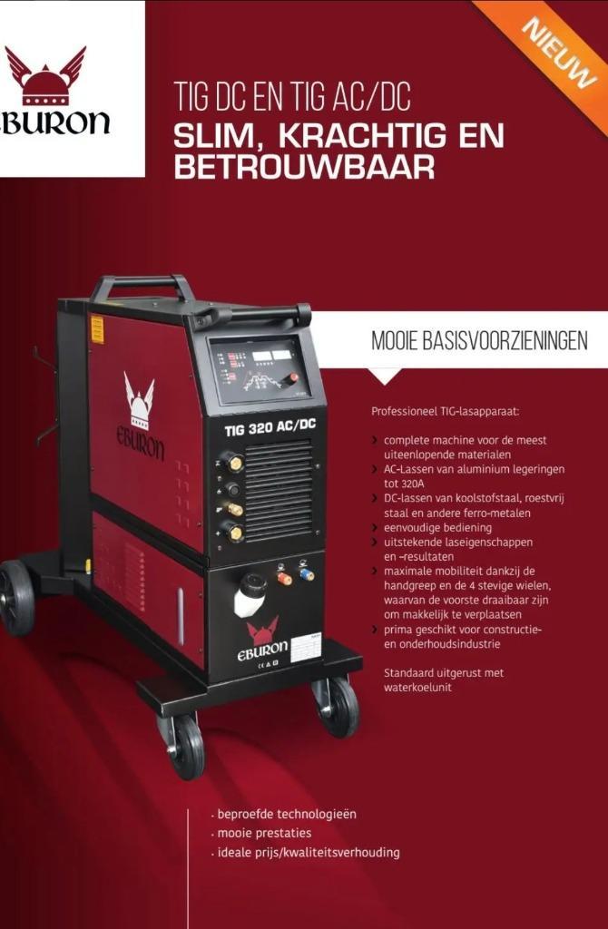 Eburon AC DC tig lasapparaat WTGK 320 ampere, Doe-het-zelf en Verbouw, Gereedschap | Lasapparaten, Zo goed als nieuw, Tig, 250 ampère of meer