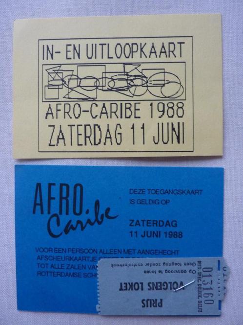 Afro Caribe Rotterdam ticket 11 juni 1988 festival muziek, Verzamelen, Muziek, Artiesten en Beroemdheden, Gebruikt, Foto of Kaart