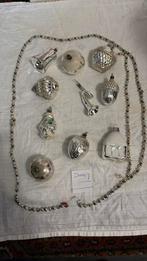 Doos 7 Prachtige Oude Zilveren Kerstballen Glasketting, Ophalen of Verzenden, Zo goed als nieuw