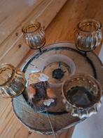 GRATIS Boomstam kandelaar met 4 glazen houders, Ophalen, Gebruikt