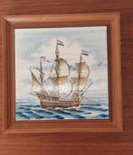 Delfts Blauw Tegel met Schip in Houten Lijst, Antiek en Kunst, Ophalen of Verzenden