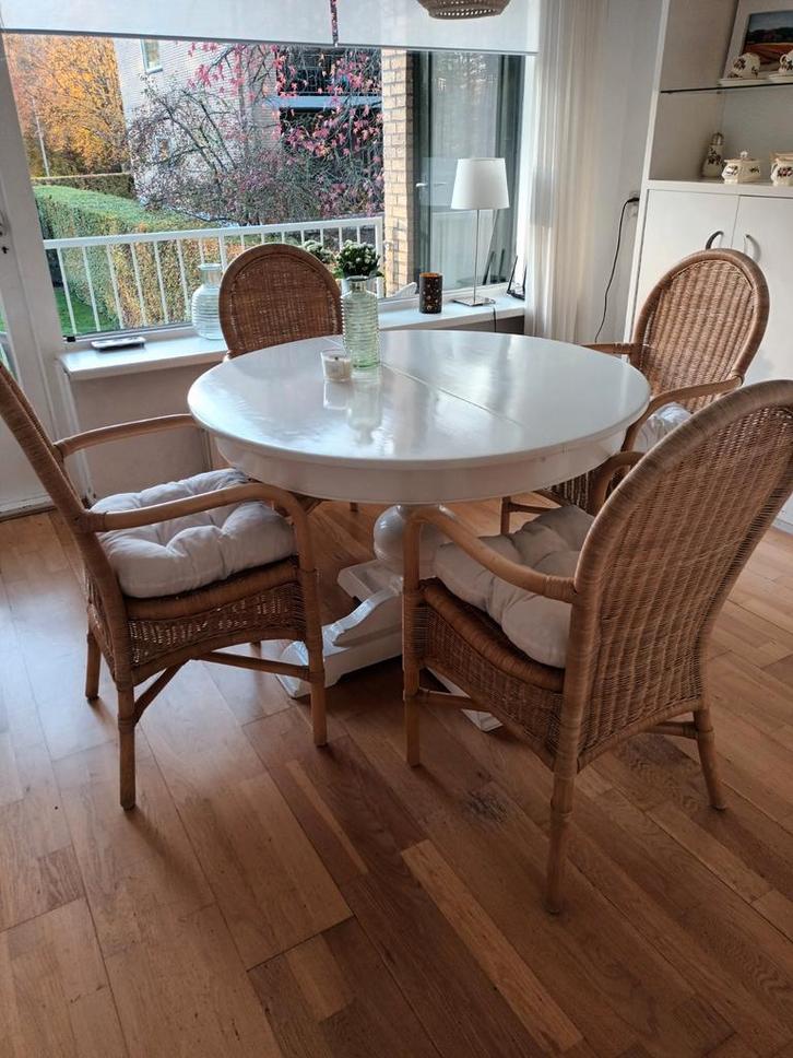 Rotan pitriet stoelen., Huis en Inrichting, Stoelen, Gebruikt, Vier, Riet of Rotan, Bruin, Ophalen of Verzenden