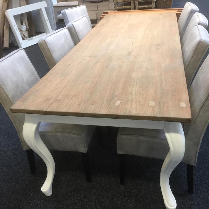 eettafel Queen Ann Teak blad white-wash160 cm Laagste prijs, Huis en Inrichting, Kasten | Ladekasten, Nieuw, Minder dan 100 cm