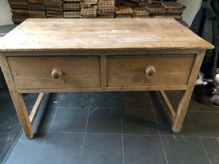 Grenen Tafel met Lades, Huis en Inrichting, Tafels | Sidetables, Gebruikt, 50 tot 75 cm, 100 tot 150 cm, Rechthoekig, Grenenhout