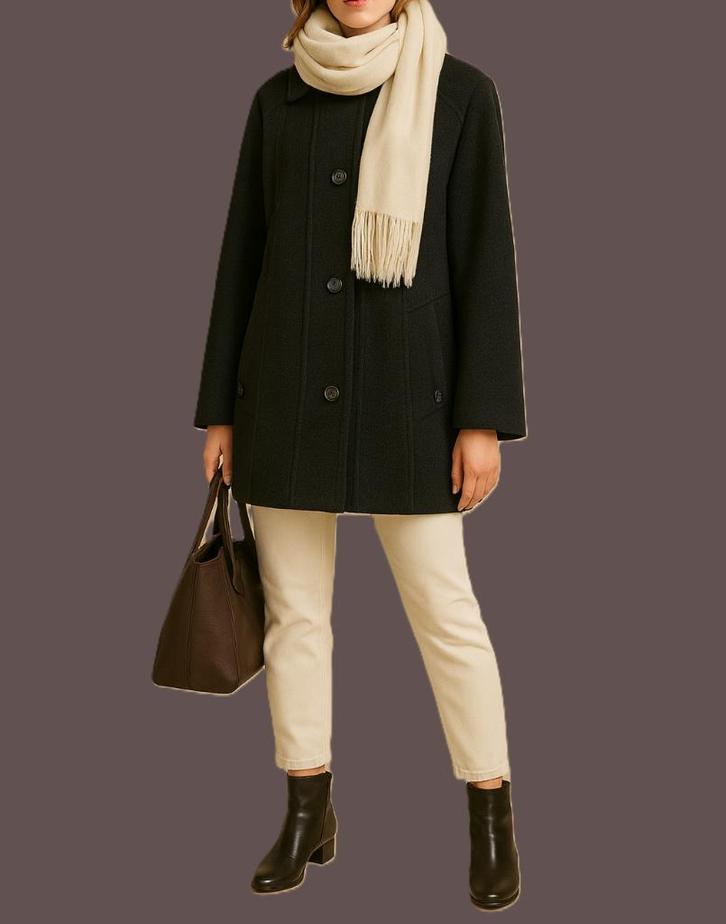 Barbara Lebek wolmantel maat 42, Kleding | Dames, Jassen | Winter, Gedragen, Maat 42/44 (L), Grijs, Ophalen of Verzenden