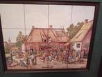 Antiek Tegel Plateau 12 tegels Boerenbruiloft na Teniers., Ophalen