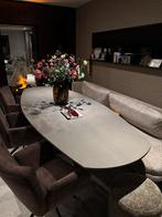 Grijs eiken ovale tafel 300x120x77, Ophalen, 100 tot 150 cm, Eikenhout, 200 cm of meer