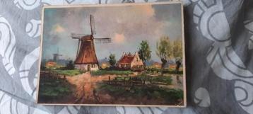 Kaart aquarel molen/polderlandschap beschikbaar voor biedingen