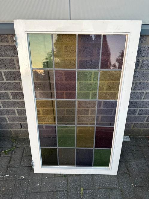 Glas in lood raam - 707x1160mm incl. sluiting, Antiek en Kunst, Antiek | Glas en Kristal, Ophalen