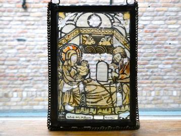 Glas in lood hanger Kerststal Nativité S.Mulhouse Kerst beschikbaar voor biedingen