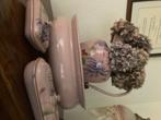 Prachtig roze emaille lampetset in roze, Antiek en Kunst, Antiek | Emaille, Ophalen