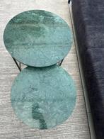 Set van 2 groene marmeren bijzettafels, Huis en Inrichting, Tafels | Bijzettafels, Minder dan 45 cm, Minder dan 55 cm, Rond, Ophalen of Verzenden